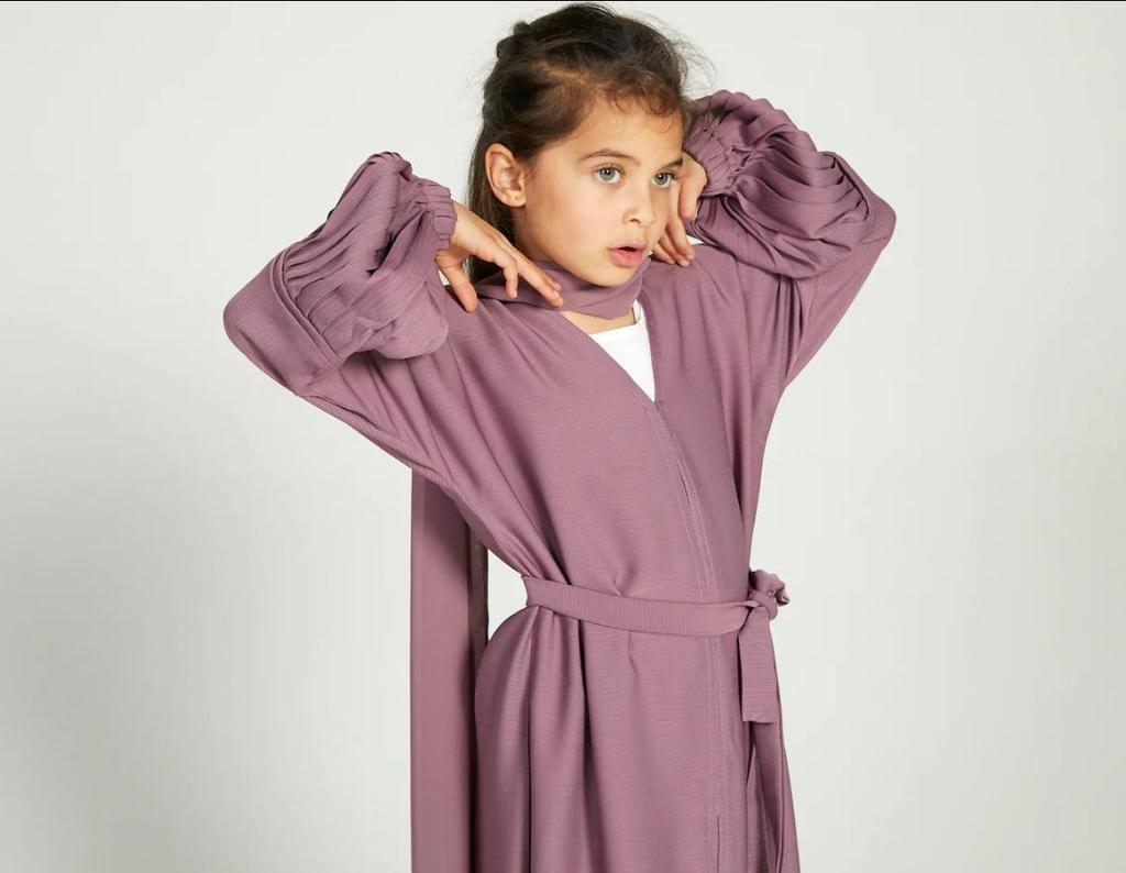 Yiduo Duo Girls' Wavy Lantern Sleeve Pleated Cardigan Dress - YT1023