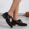 Large Size Shallow Lace-up Fashion Single Shoes  Spring New European and American Versatile Thick Heel Pointed  Shoes