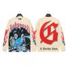 Unisex Vintage Skull Print Washed Cotton Long Sleeve Hoodie Streetwear Loose Fit
