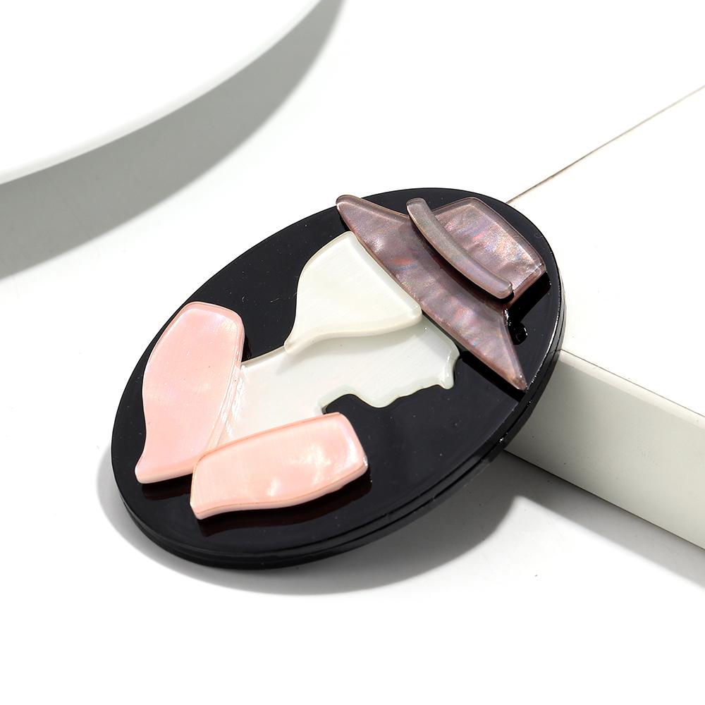 Neue moderne runde Acryl-Broschen für Damen, Mode, Hut, Mädchenfigur, Abzeichen-Pins, Büro Schmuck, Tasche, Kleidung Zubehör, Geschenke