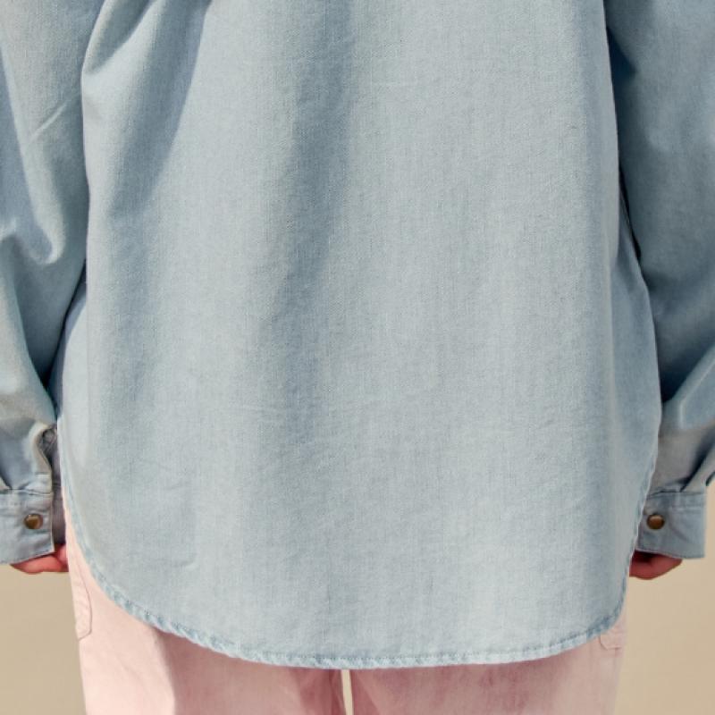 Maxza Ruffle Point Loose Fit Denim Shirt Zf03qb002nh