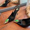 High heels women's new autumn and winter metal square head thin heel gem royal sister sexy and beautiful temperament single shoes red