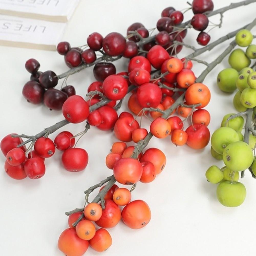 30 Heads Artificial Fruit Branch Small Fruit Green Plants Foam Fruits Branch Realistic Plastic Fake Plants Wedding Decor