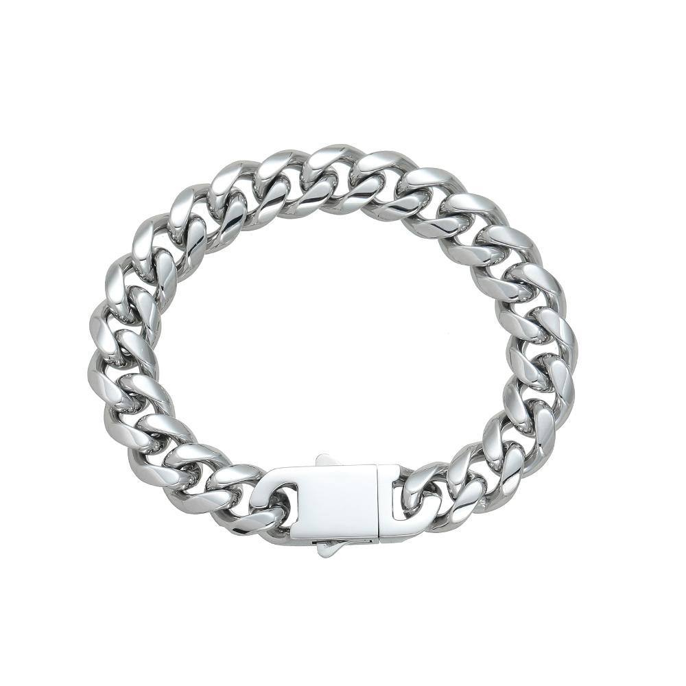 SB202 12mm Stainless Steel Spring Buckle Cuban Bracelet Fashion Jewelry 7inch
