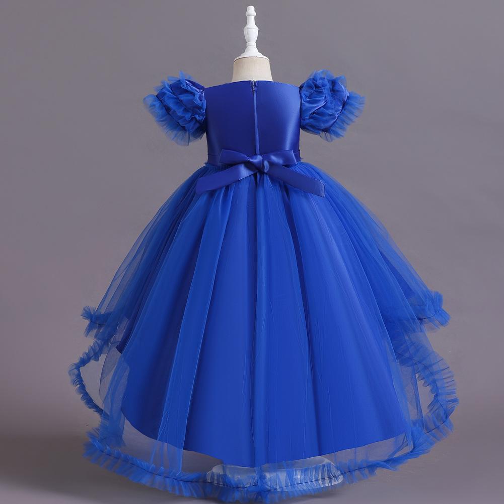 Klavier-Recital-Kleider für Mädchen, Geburtstags kleider, Kleider mit Puffärmeln für Kinder, Laufstegkleider für Blumenmädchen mit Schleppen