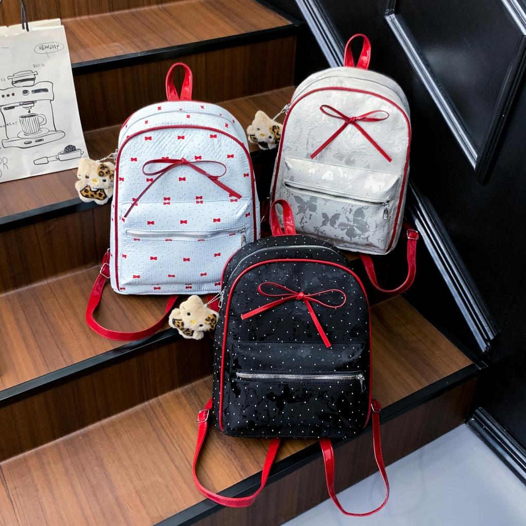 Schoolbag Korean Version of College Style Women's Shoulder Bag 1011 New Summer Fashion Bow Small Backpack Shopping Commuter Bag