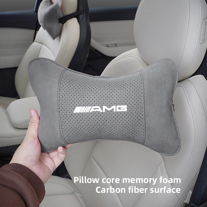 Suede Headrest Car Breathable Memory Foam Neck Pillow For Mercedes Benz AMG GLC W203 W206 W220 W205 W211 W212 W201 W210 W108 CLA PE3