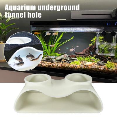 Aquarium Underground Tunnel Cave Natural Curve Two Hole Viewing Fish Shrimp Hideout Fish Tank Undergravel Tunnel for Corydoras Catfish Kuhli