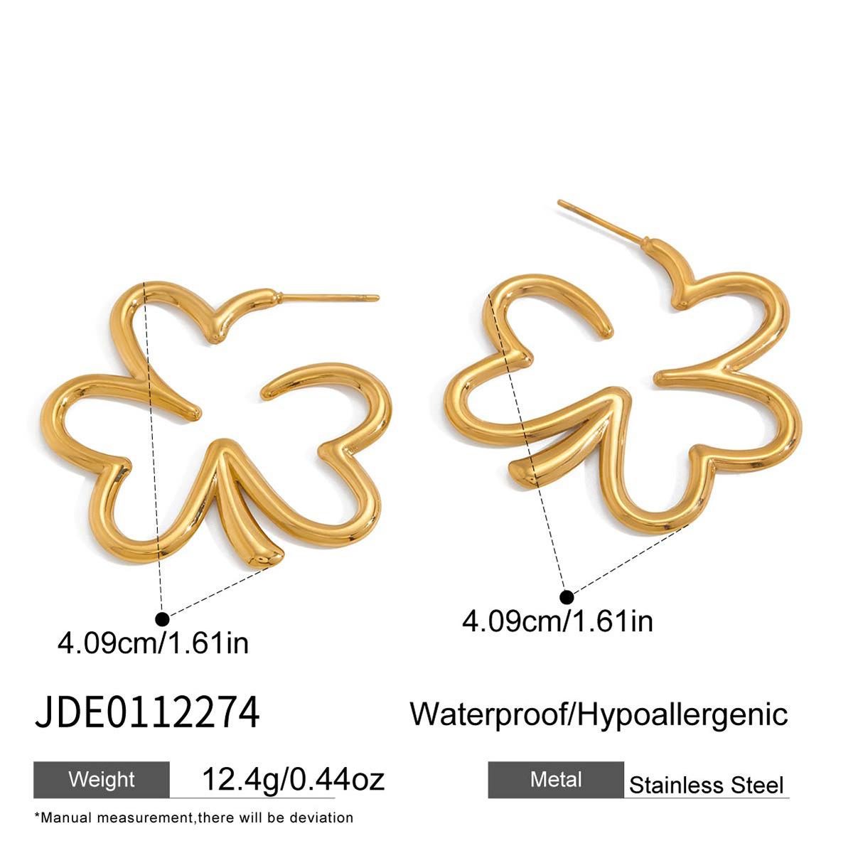 

European and American stainless steel hollow four-leaf clover earrings, earrings, studs, titanium steel