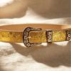 European & American Retro Embossed Leather Belt for Women with Western Style Denim Wear Decoration