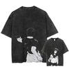 Parentchild Fashion Anime Comfortable Tshirt Jujutsu Kaisen Washed Tee Vintage Oversized Anime Graphic Men Casual Tops