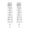 European and American Temperament Luxury Shiny Rhinestone Necklace Earrings Two-piece Set, Bow Tassel Pendant Item Jewelry