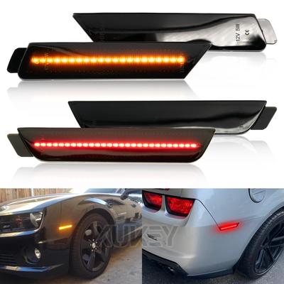4x 12V Waterpoof Smoked Lens Yellow Red LED Side Marker Light Front Rear Bumper Sidemarker Lamp Reflector Chevy Camaro 2010-2015