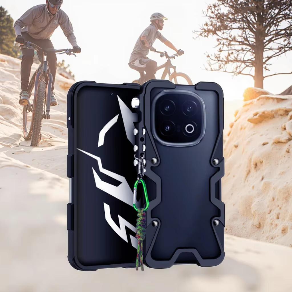Sports Shockproof Aluminium Bumper Armor Case for VIVO IQOO 13/12/10/iQOO 12/10 Pro Mobile Phone Lanyard Cover