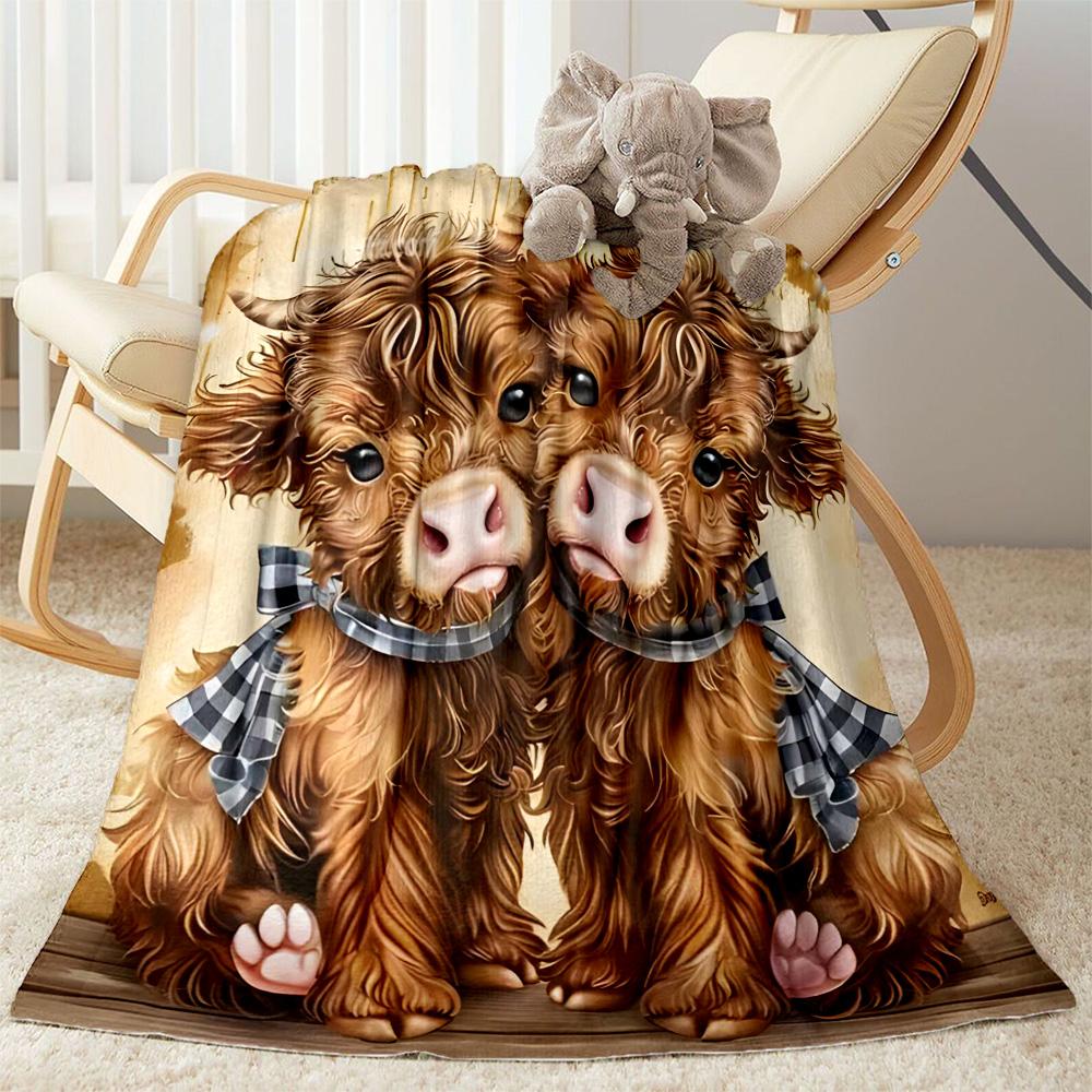 Highland Cow Selfie Flannel Blanket,Lightweight,Office Blanket,Sofa Blanket,Comfortable Blanket
