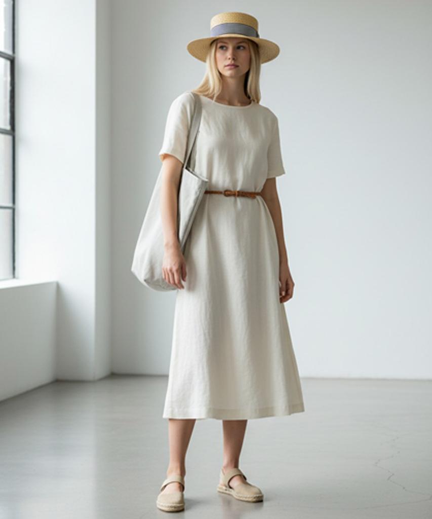 Stripe Line Beige Panama Hat