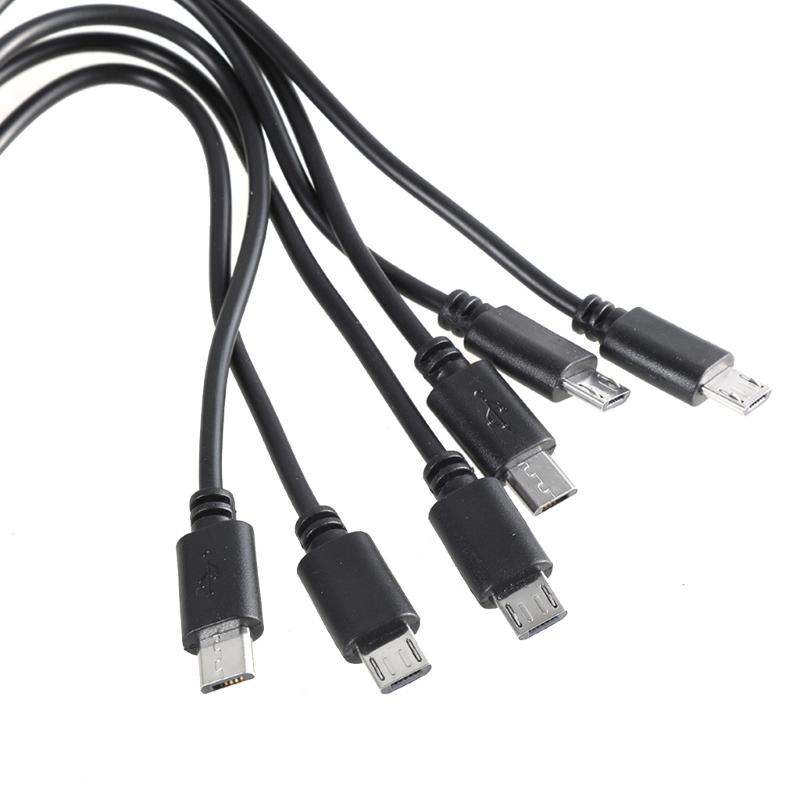 1 až 6 USB rozbočovač USB na 6x USB 5-pinový samec Nabíjací kábel pre mobilné telefóny tablety USB nabíjací kábel 50 cm