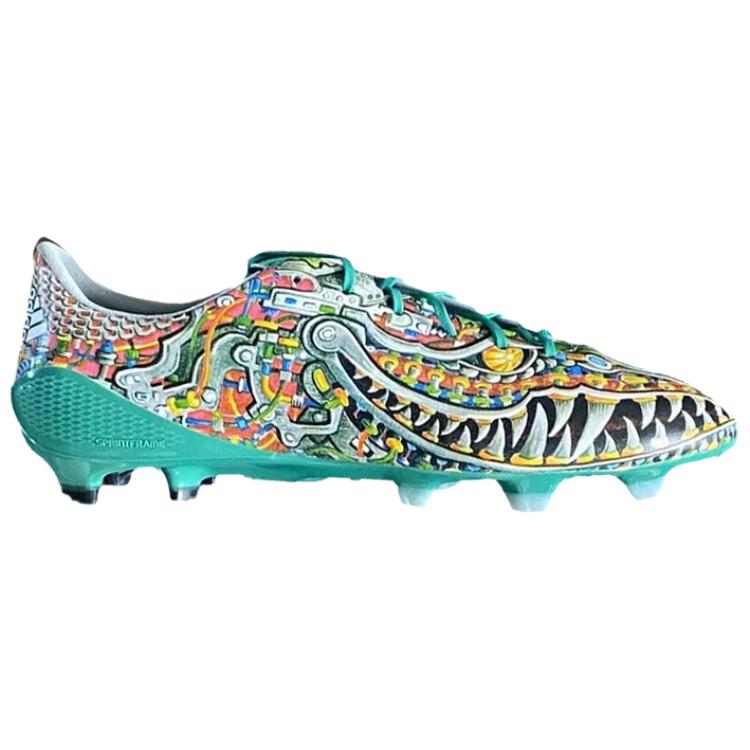 Adidas Adizero F50 Fashion Trend FG (Rubber Long Stud) Anti-Slip Durable Soccer Shoes Men Soccer Shoes Blue Green M219440