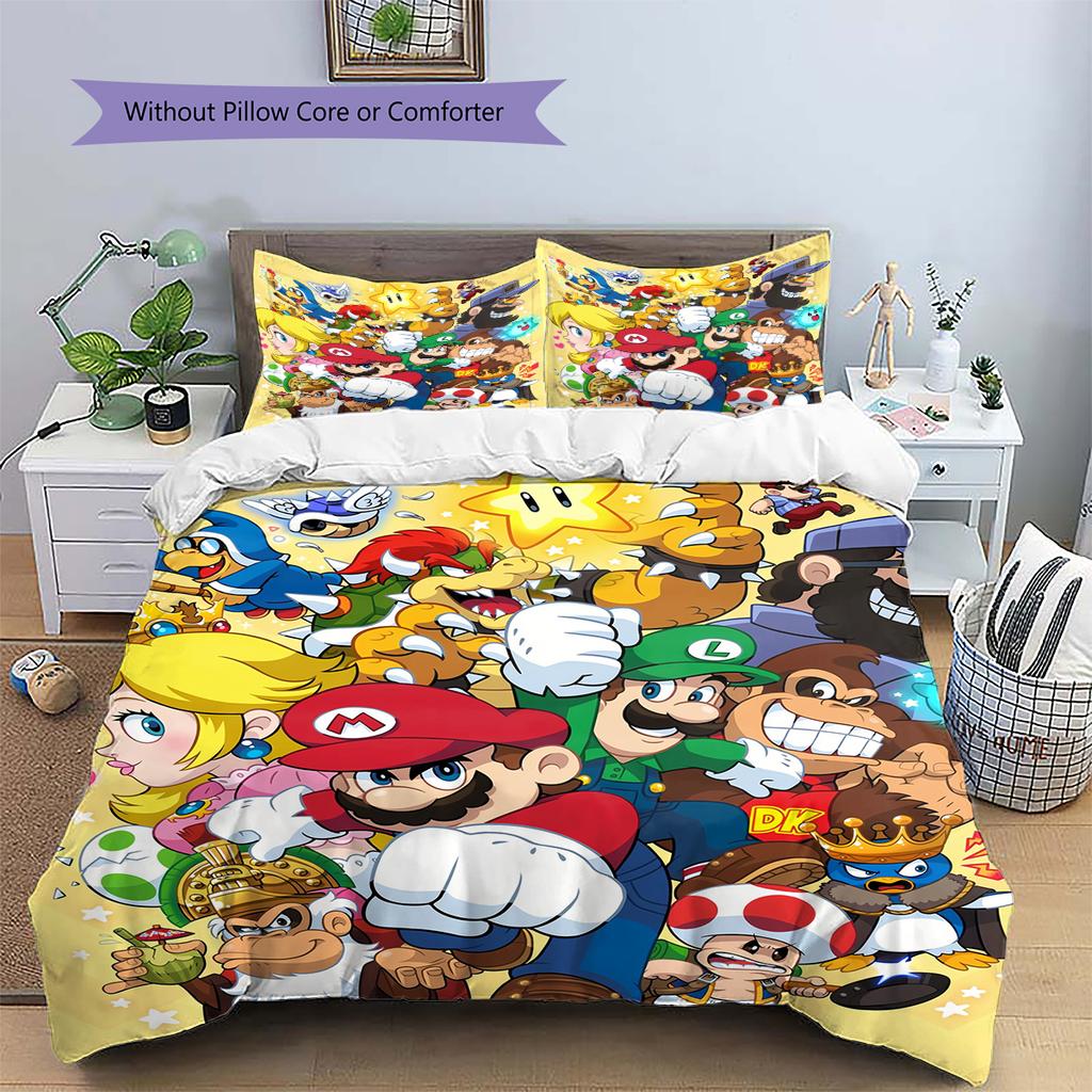 Super Mario Classic Poster Duvet Cover & Pillowcases, Mario Fan Bedroom Bedding, Perfect Gift.chl