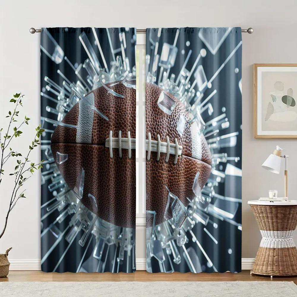 2pcs   Curtain Fabric American football through walls Fabric (without rod) Stuff Clearance Perfect for Living Room   Bedroom