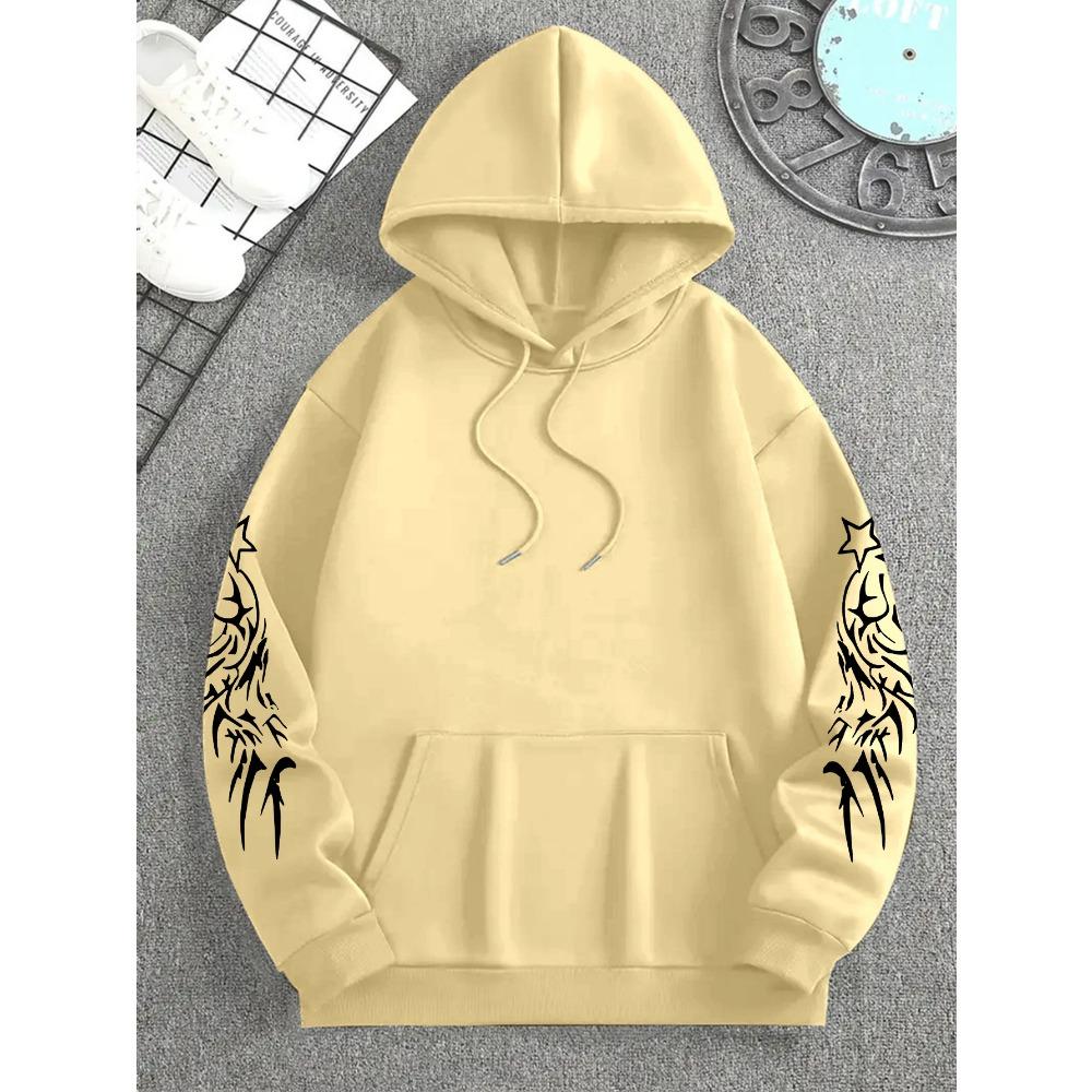 Dark Style Pattern Print Men'S Fashion Hooded Sweatshirt, Casual Versatile Hoodie