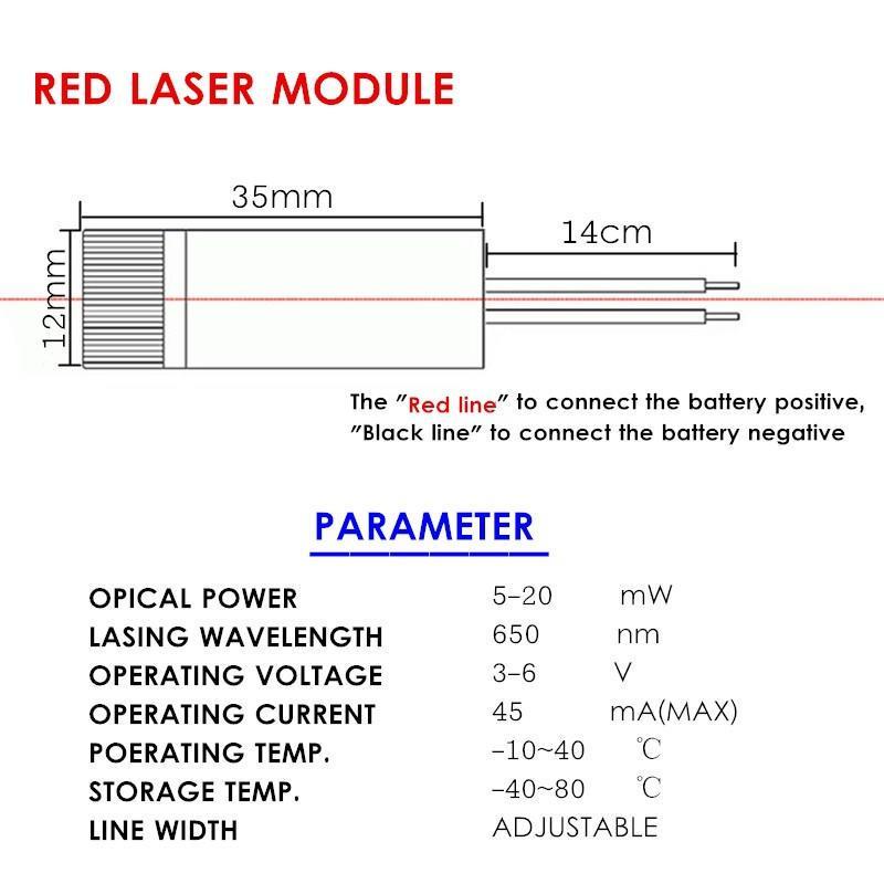 1PC Industrial Class 650nm 5mW Point / Line / Cross Laser Module Head Glass Lens Focusable