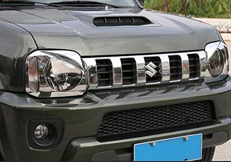 Silver Headlight Covers for Suzuki Jimny JB23 with Angry Chrome Set of 2 (MBK) (2007-2017) ABS, Eyes, Silver,