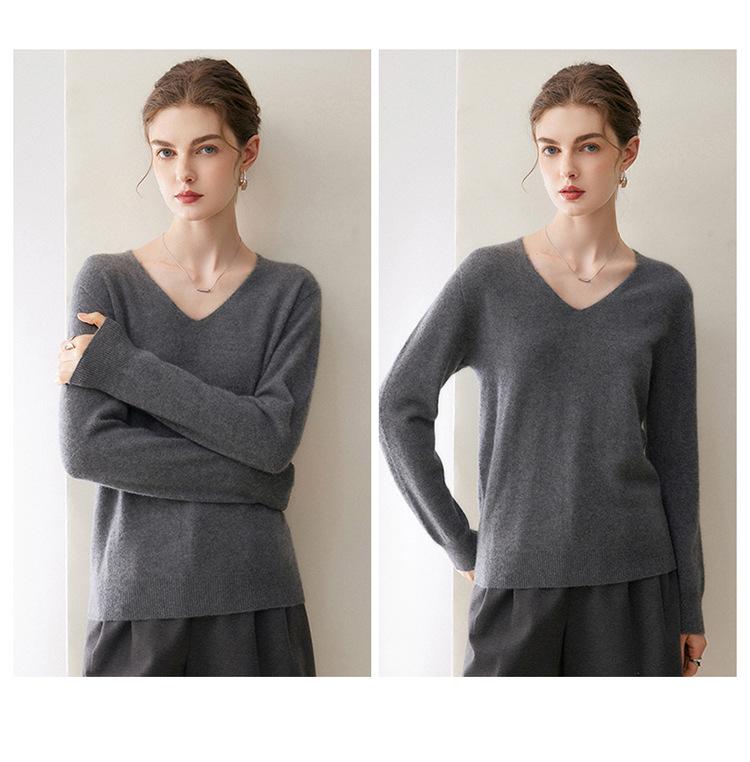2026 New Autumn Winter Women's Pure Cashmere V-neck Sweater - Loose, Versatile Knitwear