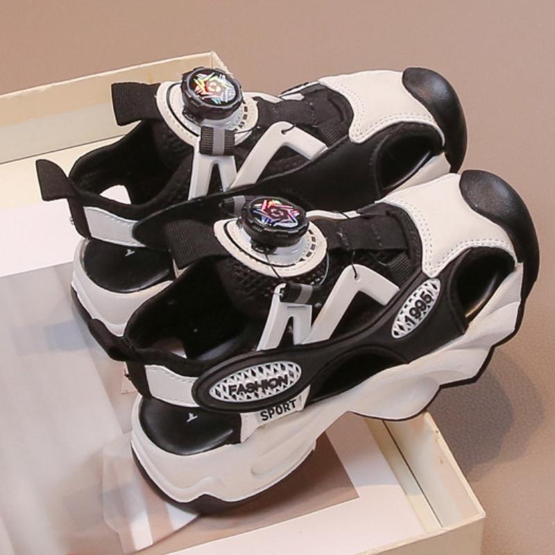 Summer Child Sandals New Fashion Versatile Boy Shoe Rotating Button Breathable Sports Sandal Comfort Kid Shoes Light Beach Shoes
