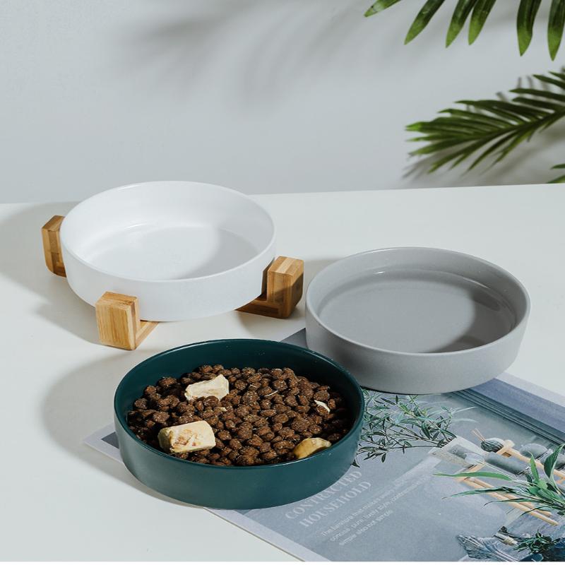 Ceramic Bowl Cat Dog Bowl Cat Food Bowl Cat Bowl Drinking Water Bowl Double Bowl Protection Cervical Spine Bowl Black Pet Bowl
