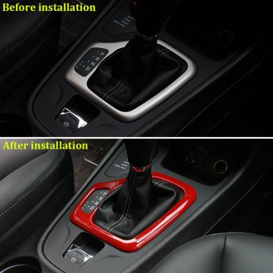 Red Gear Shift Box Decor Panel Cover Trim Frame For Jeep Cherokee 2014-18 Inner