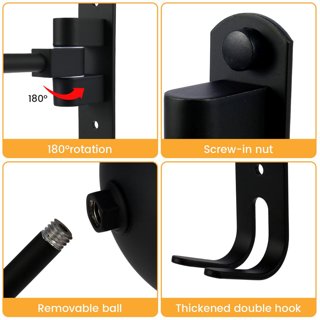 Motorradhelmständer, Wandhalterung, Helm-Displayhalter, 180-Grad-Schlüssel- und Jackenaufhänger mit Doppelhaken für Mäntel, Kappen und Hüte