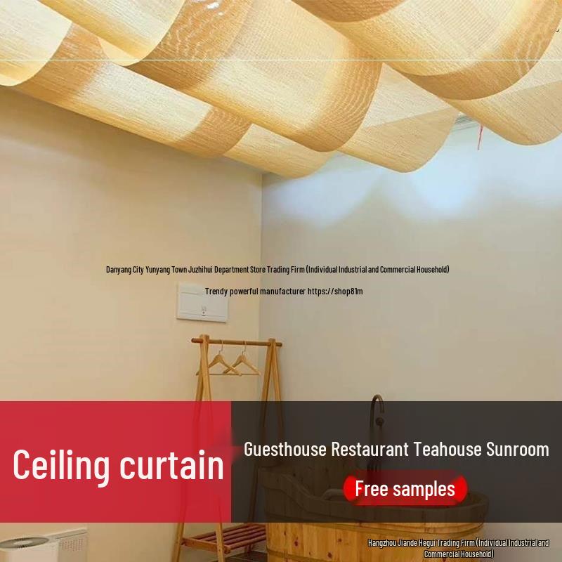 Farmhouse Ceiling Decor: Retro Bamboo Mats for Tea Rooms, Restaurants, Log Cabins, and Japanese-Themed Spaces.