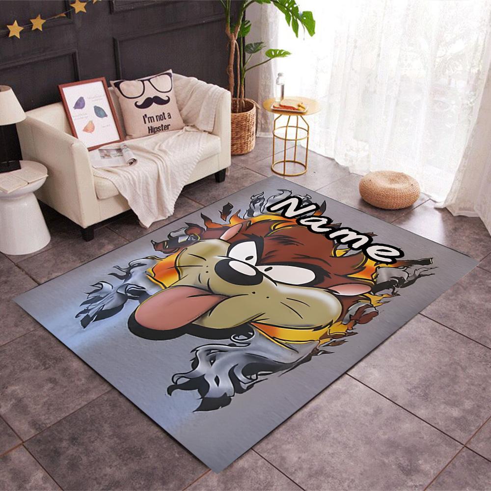 Looney Wild Fierce Taz Personalized Name Floor Rug Office Rug Suitable for Decorate Room Kitchen Outdoor Hallway Anti-slip Rug Office Home Decor