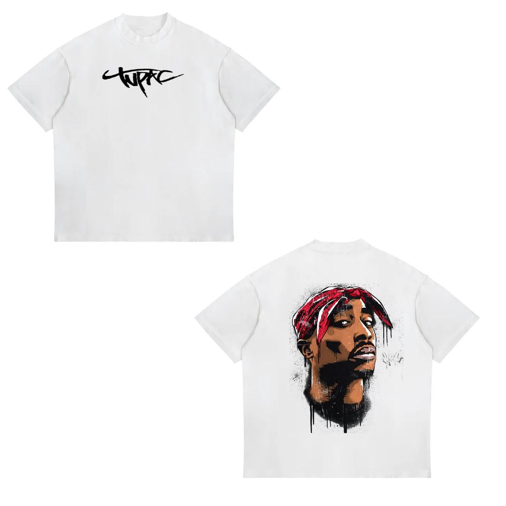 Camiseta Oversized com Manga de Rap Singer Tupac 2pac Hiphop Streetwear Moda Verão 2025 Unissex e Feminina Infantil Algodão