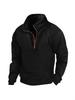Men's Tactical Warm Stand Collar Half Zip Hoodie - Long Sleeve Outdoor Sports Pullover