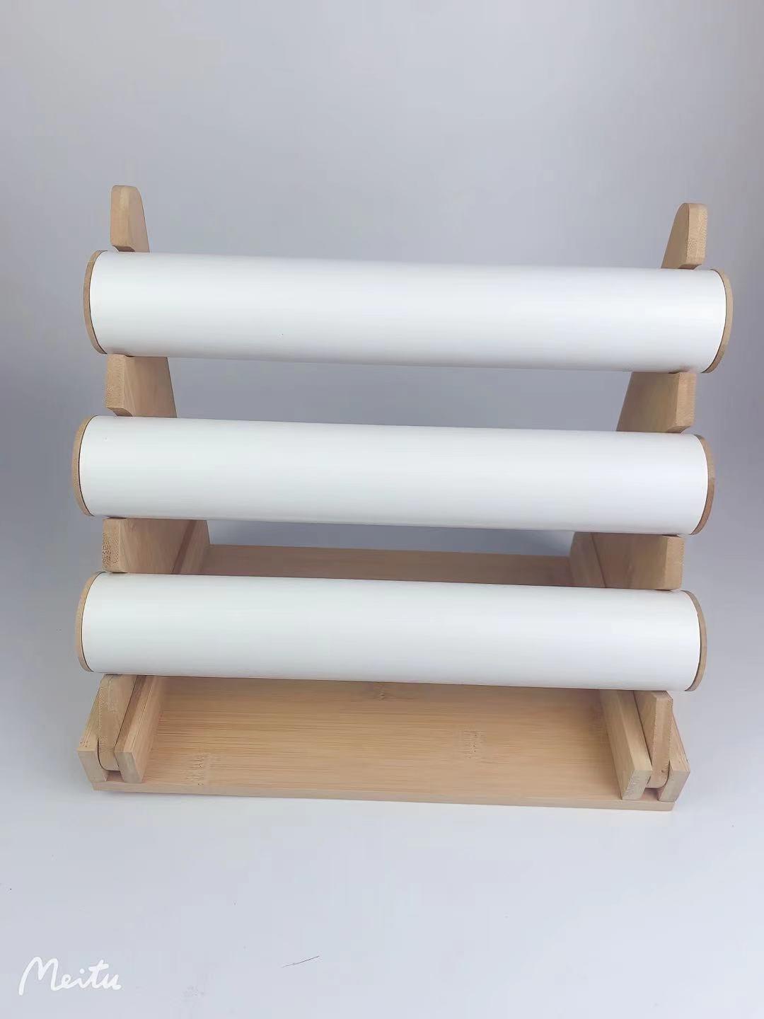Bamboo Three-Layer Bracelet and Watch Display Stand for Jewelry and Hair Accessories