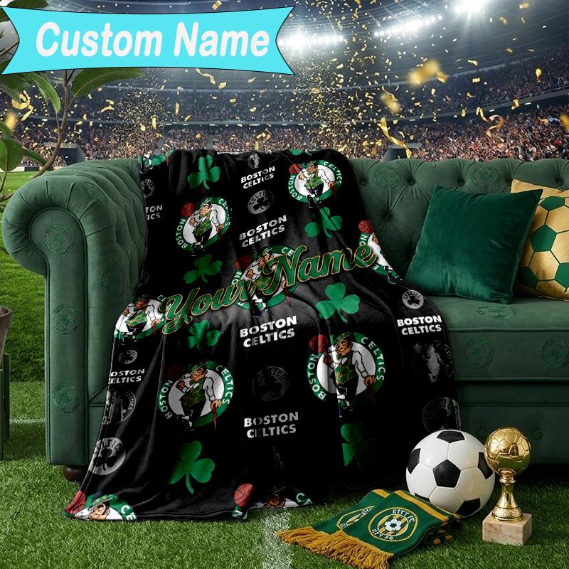 Custom Name Blanket Celtics Logo Blanket Bedding Blanket for Travel, Camping, Living Rooms, Offices, Sofas, Fan Christmas Gift