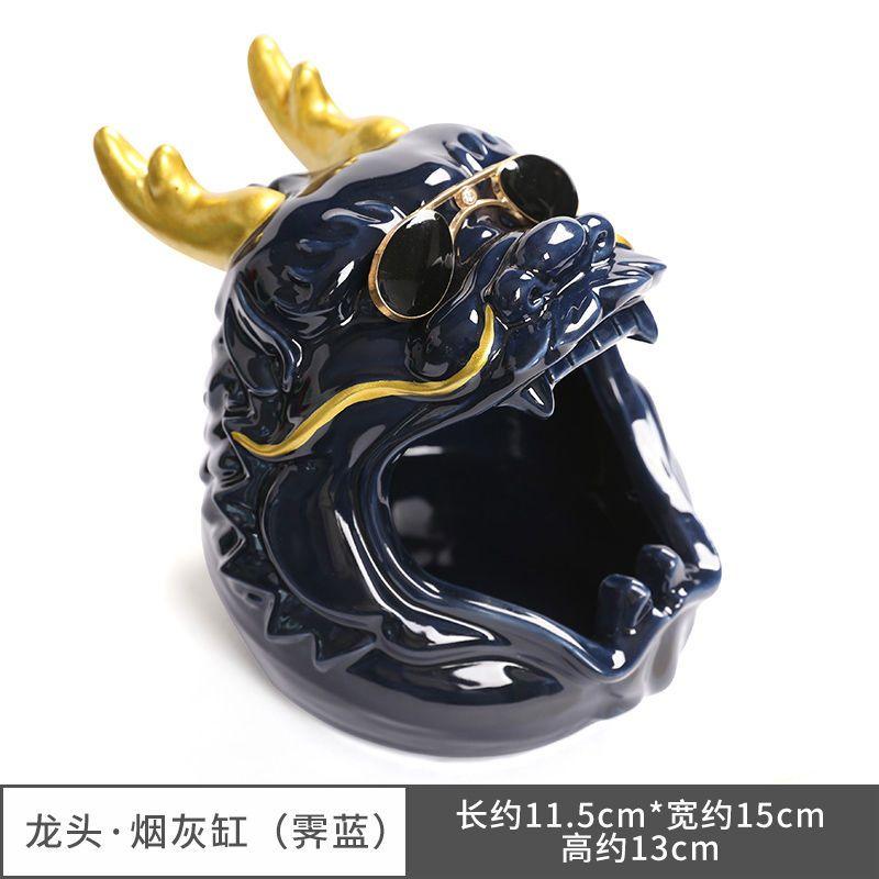 New Household Cute Cartoon Fu Pig Dog Ashtray Creative Ceramic Ashtray Personalized Trend Windproof Fly Ash