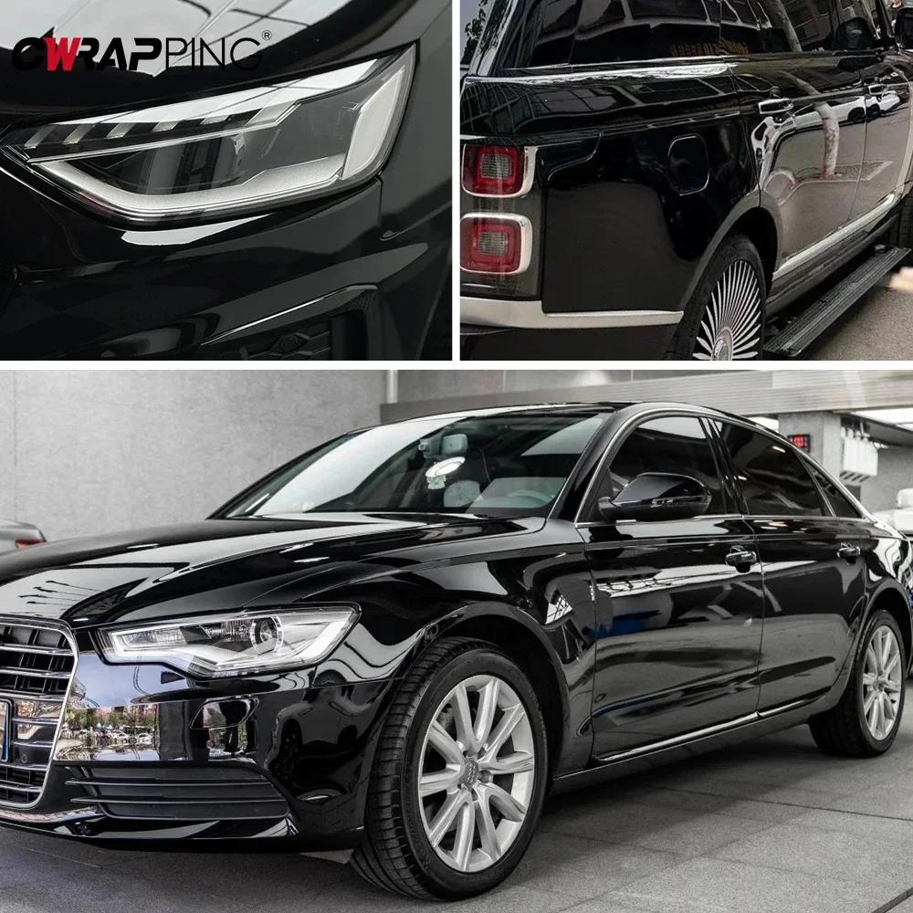 PET Glossy Black Vinyl Wrap Films Self Adhesive Waterproof Color Changing Car Sticker for Scooter Motorcycle Car Accessories