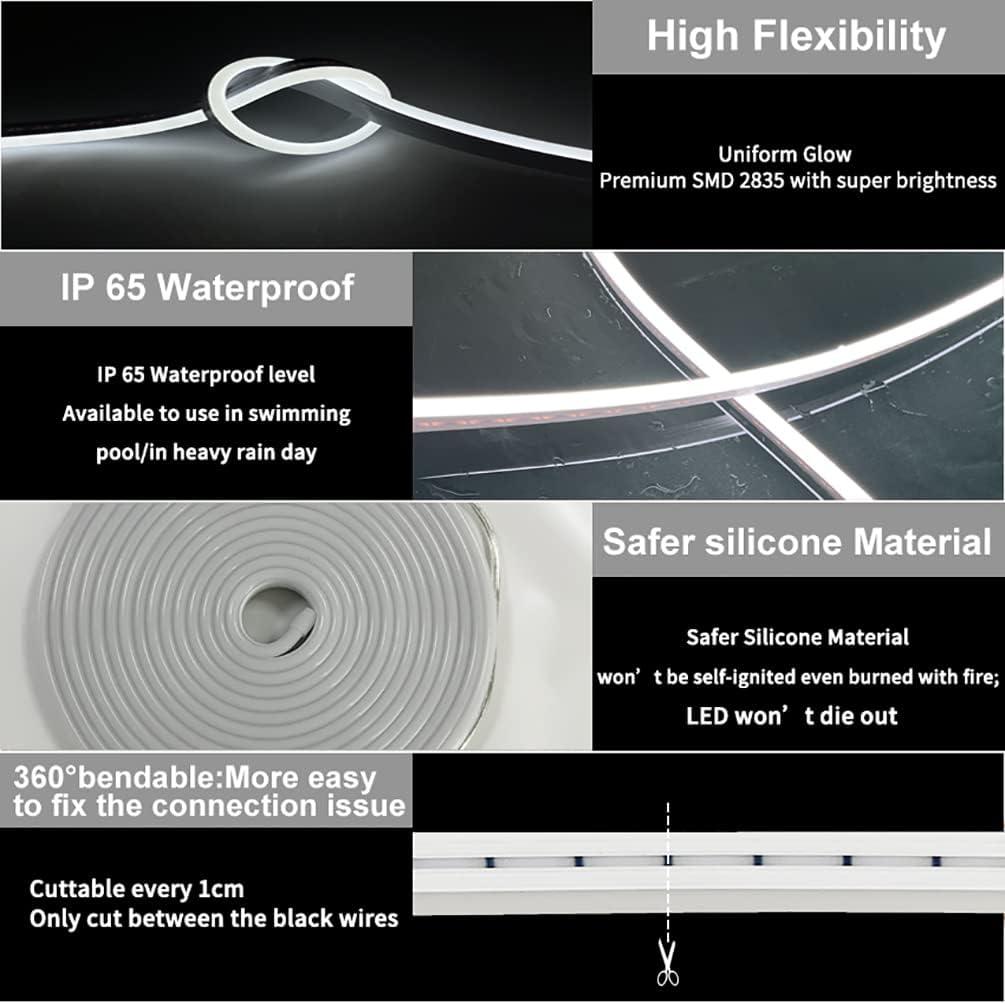 Led Silicone Tube Light Led Strip DC12V Waterproof Flexible Neon Rope Light Commercial DIY Cuttable Outdoor Lighting