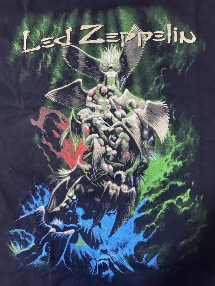Rare Led Zeppelin Band 90s Black Reprint T Shirt Tops Tees Men's Women's S-4XL