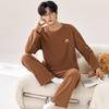 Thickened couple pajamas long-sleeved thick German velvet large-size home autumn and winter men's and women's warm loungewear suits can be worn 