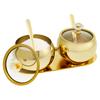 8.79oz Sugar Jar Stainless Steel Seasoning Jar with Glass Lid and Spoon Gold Spice Jar and Serving Tray Seasoning Container