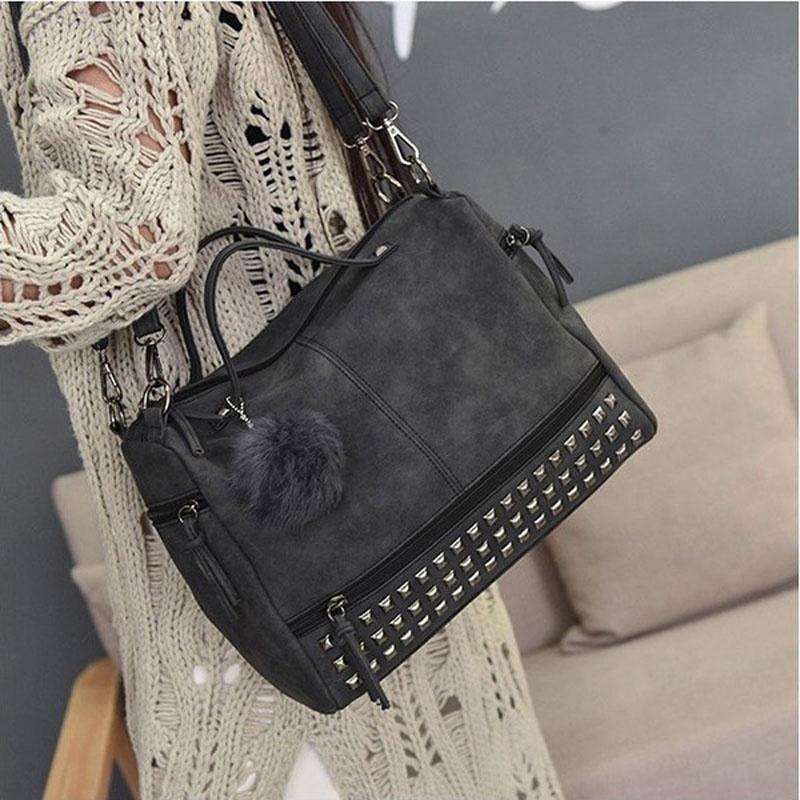 Chic And Spacious Casual Women Large Capacity Solid Rivet Shoulder Messenger Crossbody Bags
