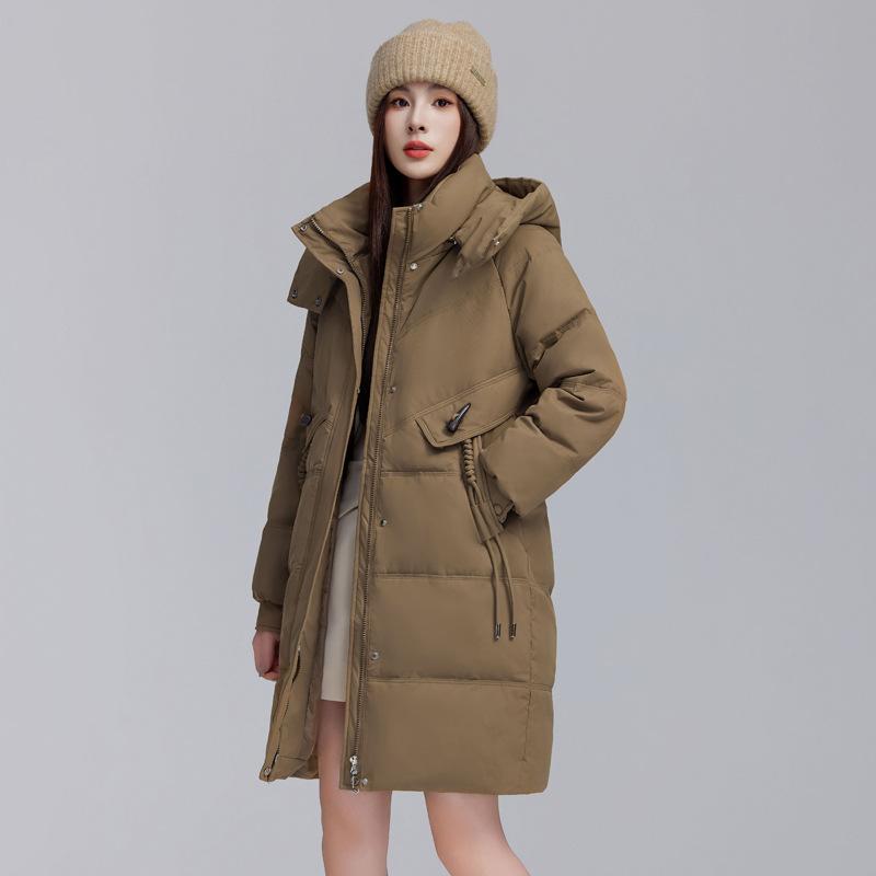 Young mother down jacket women's medium and long winter new loose foreign and thin white duck down jacket