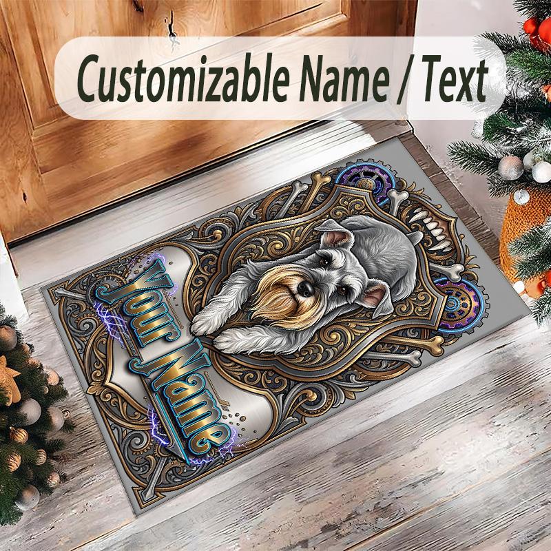 Decorative Artwork Theme Crystal Velvet Rug Personalized Custom Name Text Soft Floor Mat Home Decor