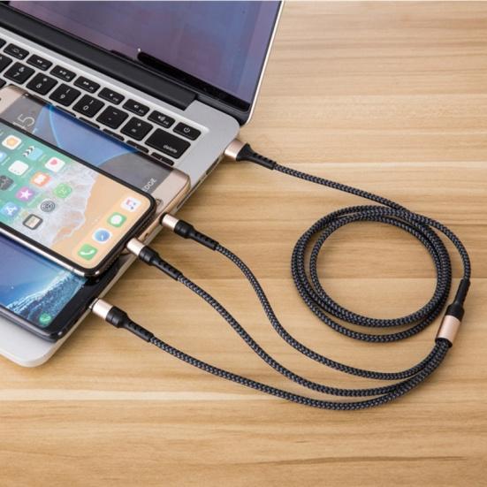 3 In 1 Micro USB Type-C 3/5A Phone Fast Charging Cable Cord