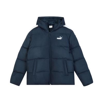 Contrast Panel Hooded Down Jacket Unisex Jackets 692911-14