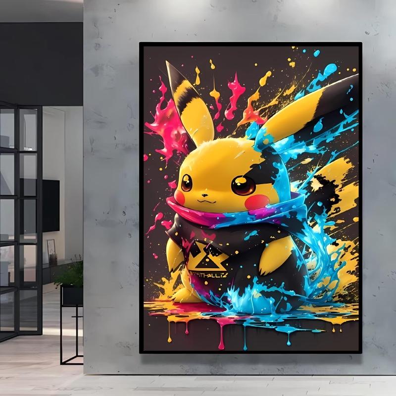 Canvas Poster Pokemon Pikachu Cartoon Picture Lasting Colors Children Gifts Classic Home Living Room Walls Decorative Painting